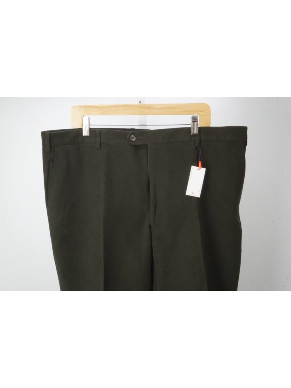 Isaia Solid Brown Microfiber 100% Cotton Mens Casual Pants Sz 58 EU